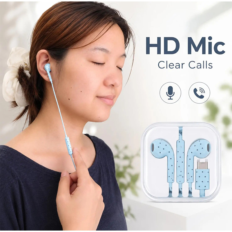 Type C Earphones Polka Dot Sta - Usb C Earphone ulasan dan harga