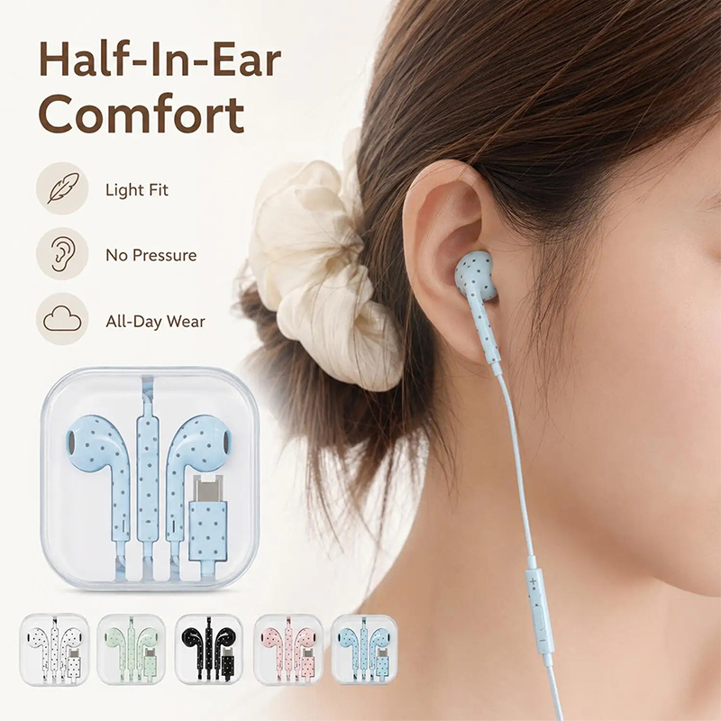 Cute Polka-dot Star Type C Ear - Usb C Earphone ulasan dan harga