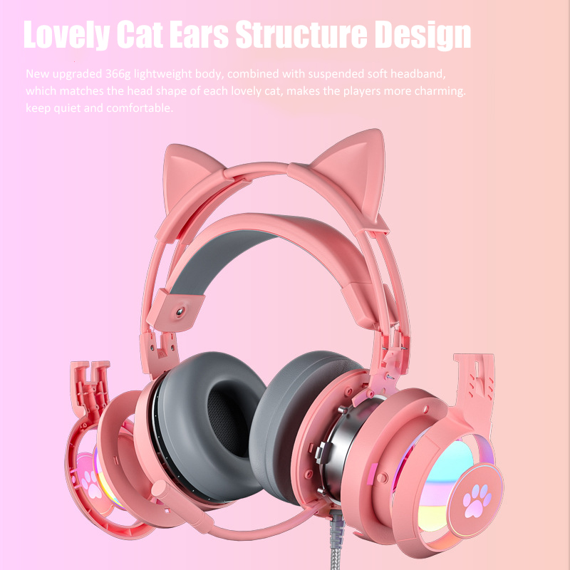 Cute Cat Ear Gaming Headphones - Gaming Headset Rgb ulasan dan harga